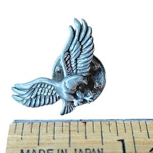 Vintage BSD Silver Tone Soaring Eagle Lapel Pin Bird of Prey Biker Americana USA